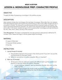 Monologue Prep: Character Profile