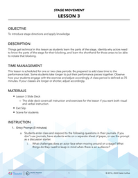 The Technicalities of Stage Movement