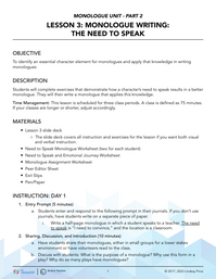 Monologue Writing: The Need to Speak