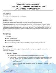 Climbing the Mountain: Analyzing Monologues
