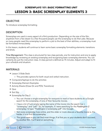 Basic Screenplay Elements 3