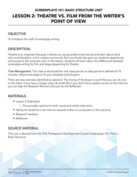 Theatre vs Film from the Writer's Point of View
