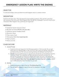 Emergency Lesson Plan: Write the Ending