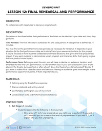 Final Rehearsal & Performance