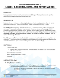 Scoring, Beats and Action Words