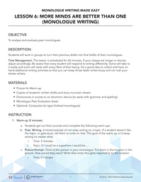 More Minds are Better than One (Monologue Writing)