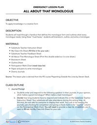 Emergency Lesson Plan: All About that Monologue