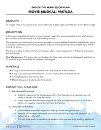 End of the Year Lesson: Movie Musical - Matilda