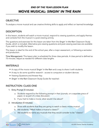 End of the Year Lesson: Movie Musical - Singin' in the Rain