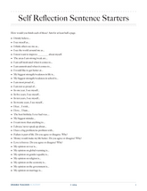 Self Reflection Sentence Starters