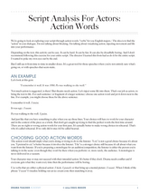 Script Analysis For Actors: Action Words