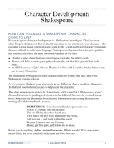 Character Development: Shakespeare