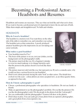Becoming a Professional Actor: Headshots and Resumes