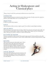 Acting in Shakespeare and Classical Plays