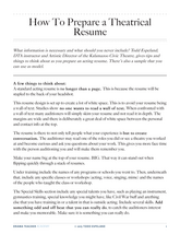 How To Prepare a Theatrical  Resume