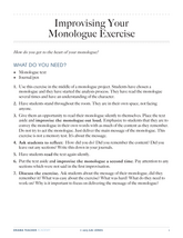 Improvising Your Monologue Exercise