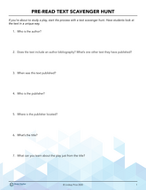 Pre-Read Text Scavenger Hunt