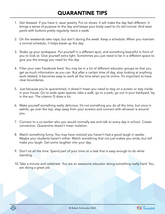 Quarantine Tips