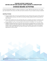 Theatre History Choice Boards