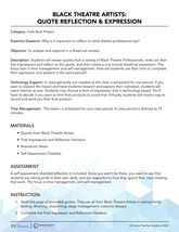 Black Theatre Artists: Quote Reflection and Expression