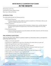 Movie Musical Classroom Study Guide: In The Heights