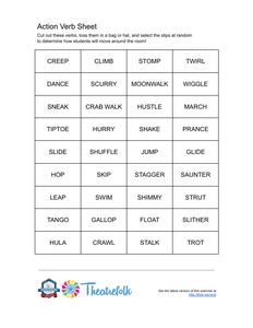 Action Verbs Worksheet