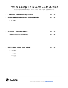 Props on a Budget - Checklist