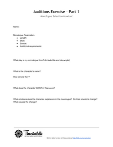 Monologue Selection Worksheet