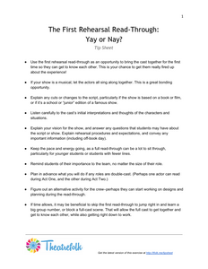 First Rehearsal Read-Through: Yay or Nay? Tip Sheet