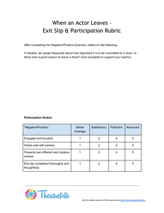 When an Actor Leaves - Exit Slip & Participation Rubric