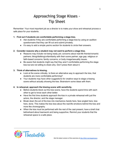 Approaching Stage Kisses - Tip Sheet