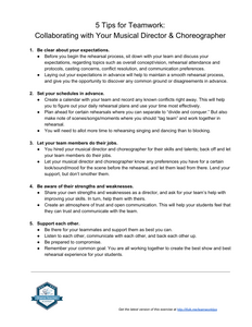 5 Tips for Teamwork:  Collaborating with Your Musical Director & Choreographer