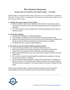 The Inclusive Classroom Drama Class for Students with Special Needs