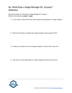 So, What Does a Stage Manager Do, Anyway? - Reflection