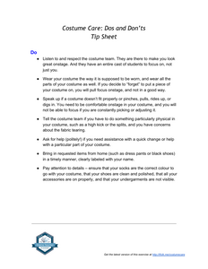 Costume Care: Dos and Don’ts Tip Sheet