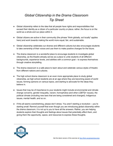 Global Citizenship in the Drama Classroom - Tip Sheet