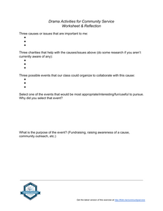Drama Activities for Community Service - Worksheet & Reflection