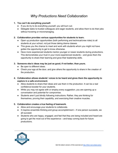 Why Productions Need Collaboration - Tip Sheet