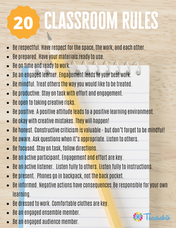 20 Classroom Rules: Poster