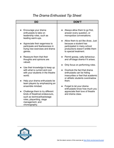The Drama Enthusiast - Tip Sheet