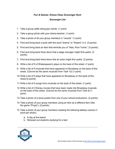 Fun & Games: Drama Class Scavenger Hunt List