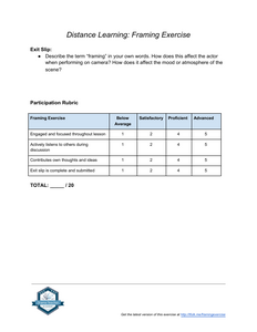 Distance Learning: Framing Exercise