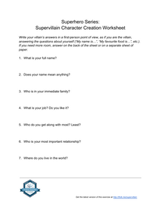 Superhero Series: Supervillain Character Creation Worksheet