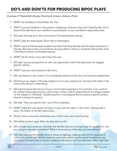 Do’s & Don’ts for Producing BIPOC Plays