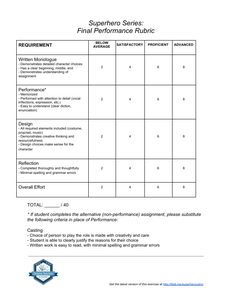 Superhero Series: Final Performance Rubric