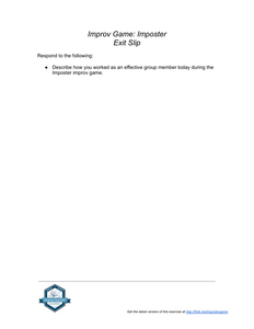 Improv Game: Imposter - Exit Slip