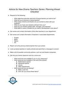 Advice for New Drama Teachers Series: Planning Ahead - Checklist