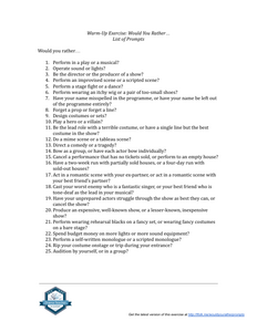 Warm-Up Exercise: Would You Rather…