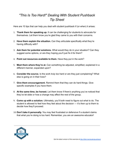 Dealing With Student Pushback