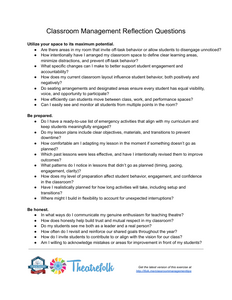 Top 10 Classroom Management Tips: Reflection Questions & Emergency Activities
